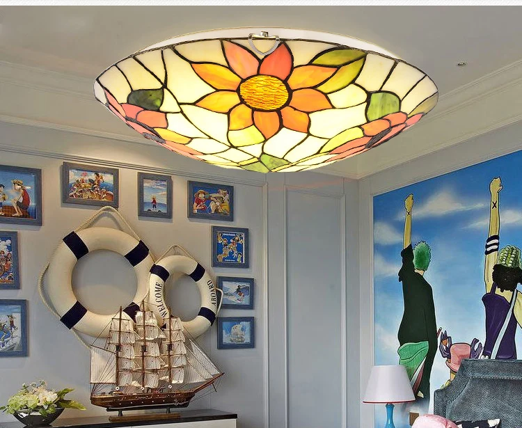 FUMAT садовый Подсолнечник потолочный светильник Диммер витражный светильники для