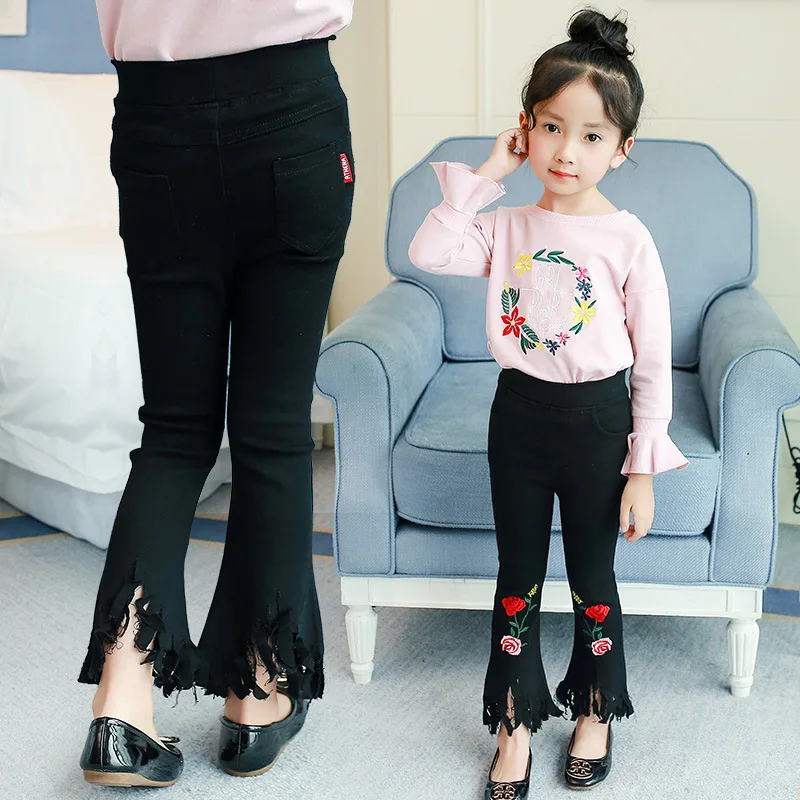 2017 spring Autumn new style girls flower Flare pants korean fashion children casual trousers slim tassel black girl skinny pant
2017 spring Autumn new style girls flower Flare pants korean fashion children casual trousers slim tassel black girl skinny pant