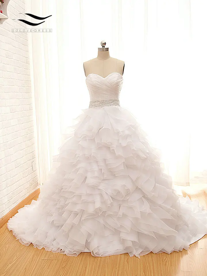 Charming Organza Sweetheart Floor-Length Sleeveless Wedding dress Beads Pleat A-Line Bridal Gown Custom made Real Photos SL-W657
Charming Organza Sweetheart Floor-Length Sleeveless Wedding dress Beads Pleat A-Line Bridal Gown Custom made Real Photos SL-W657