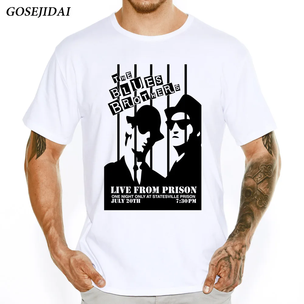 Мужская футболка с коротким рукавом The Blues Brothers Design забавная белая Базовая