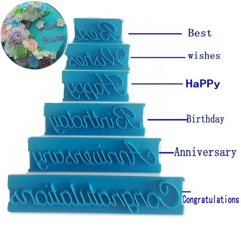 6pcs/set Letters Plastic Cookie Cutter Cake Mold Biscuit Stamp Fondant Cake Decorating Tools Happy Birthday Best Wishes E656
6pcs/set Letters Plastic Cookie Cutter Cake Mold Biscuit Stamp Fondant Cake Decorating Tools Happy Birthday Best Wishes E656
