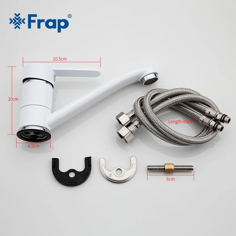 

FRAP Modern white Kitchen sink Faucet Mixer Cold and Hot Tap Single Hole Water Tap torneira cozinha Rotate 360 degrees F4541