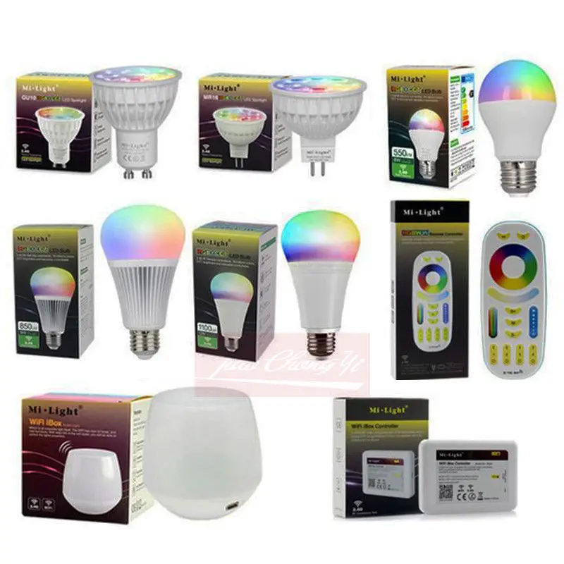 Mi Light RGBCCT Dimmable led Bulb 4W MR16 GU10 6W 9W 12W E27 led Lamps Wireless Wifi Controller Box 2.4G RF Remote Controller
Mi Light RGBCCT Dimmable led Bulb 4W MR16 GU10 6W 9W 12W E27 led Lamps Wireless Wifi Controller Box 2.4G RF Remote Controller