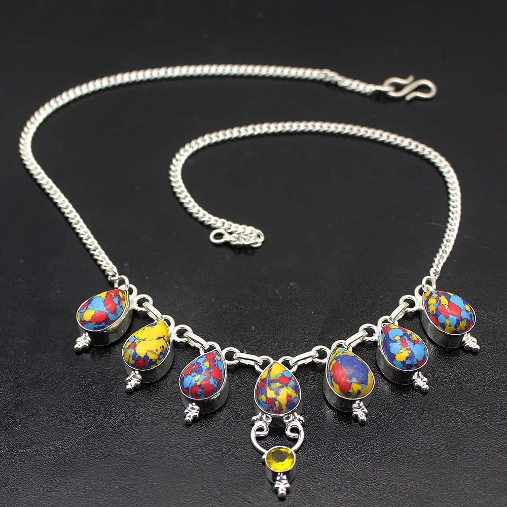 Beautiful Natural MosaicJasper Yellow Citrine925 Sterling Silver Color Necklace Chain 17.5 Inch Free Shipping TF312
Beautiful Natural MosaicJasper Yellow Citrine925 Sterling Silver Color Necklace Chain 17.5 Inch Free Shipping TF312