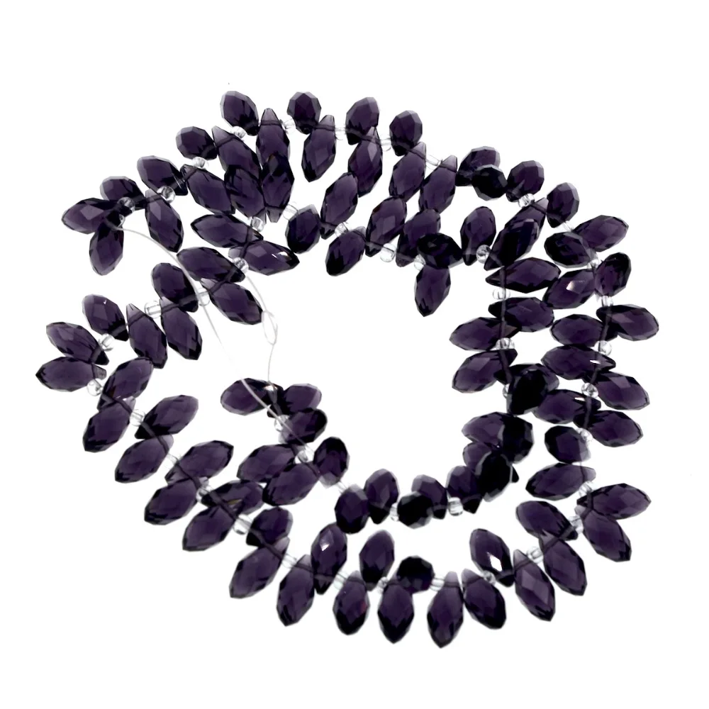 Темно фиолетовые граненые стеклянные бусины в форме слезы 12x6 мм|crystal beads|drop beadsloose