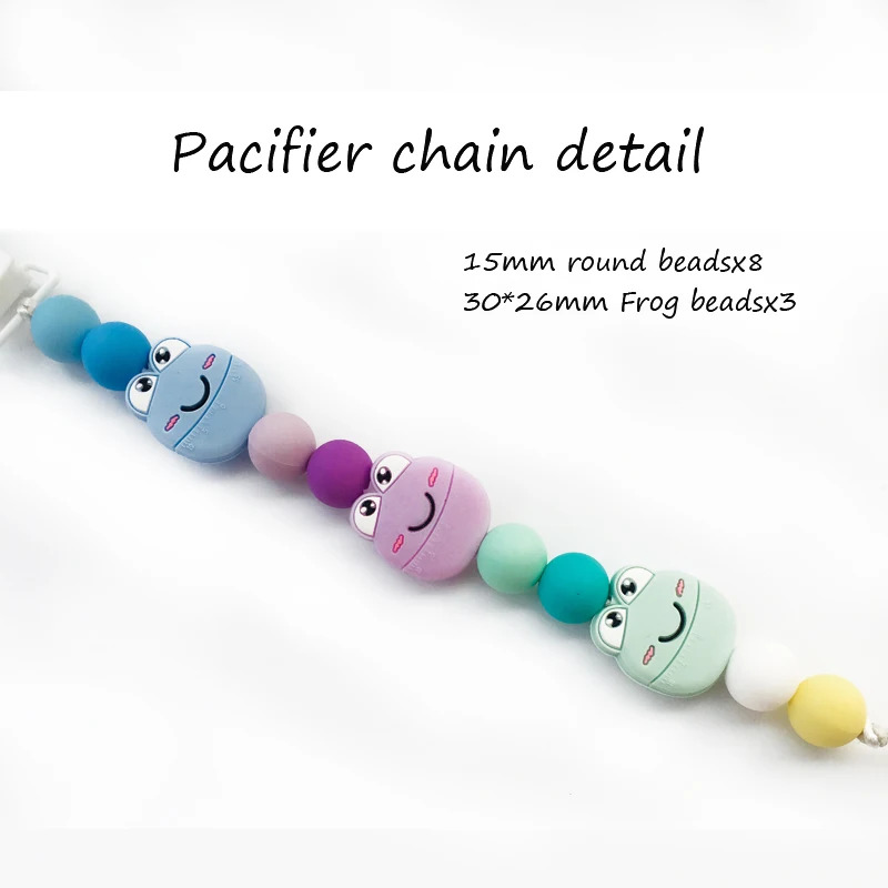 Silicone Frog Pacifier Chain Infant Teether Bracelet Chew Beads Teething Nursing Pendent Baby Necklace DIY BPA Free Hand-made
Silicone Frog Pacifier Chain Infant Teether Bracelet Chew Beads Teething Nursing Pendent Baby Necklace DIY BPA Free Hand-made