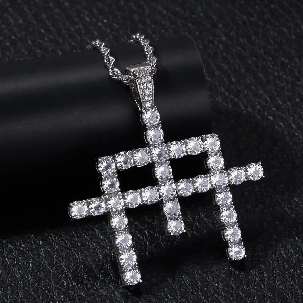 Hip Hop AAA Cubic Zirconia Paved Bling Iced Out 3 Cross Splice Pendants Necklace for Men Hiphop Rapper Jewelry Silver Color
Hip Hop AAA Cubic Zirconia Paved Bling Iced Out 3 Cross Splice Pendants Necklace for Men Hiphop Rapper Jewelry Silver Color