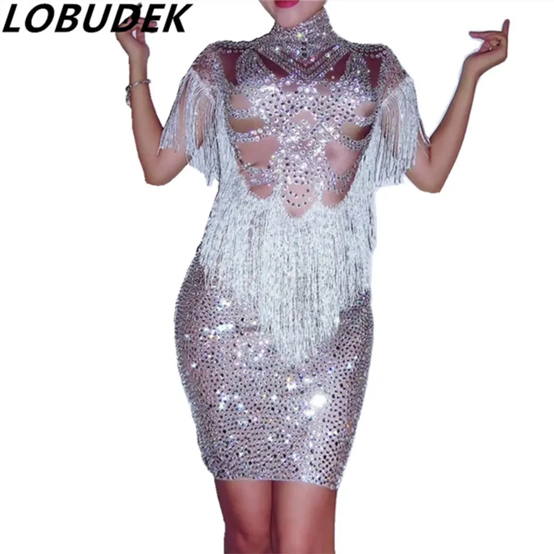 Sparkly Rhinestones Sexy Leotard Dress Tassels One Piece Dress Women Singer Nightclub Bar Costume Party Celebration Stage Wear
Sparkly Rhinestones Sexy Leotard Dress Tassels One Piece Dress Women Singer Nightclub Bar Costume Party Celebration Stage Wear