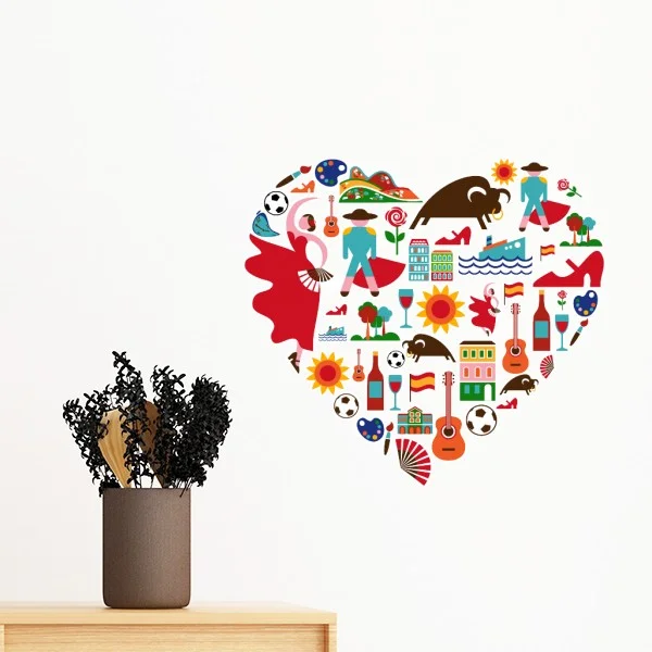 Spain Spanish Heart Bullfight Flamingo Guitar Fan National Flag Removable Wall Sticker Art Decals Mural DIY Wallpaper
Spain Spanish Heart Bullfight Flamingo Guitar Fan National Flag Removable Wall Sticker Art Decals Mural DIY Wallpaper