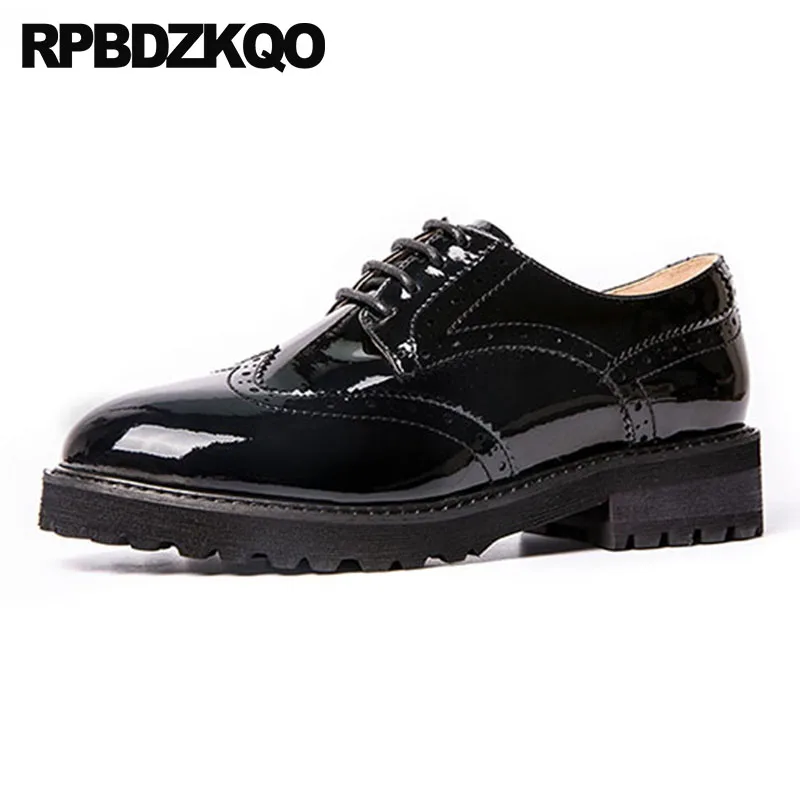 Brogue Custom China Lace Up Cowhide Handmade Round Toe High Quality Genuine Leather Patent Black Vintage Women Oxfords Shoes
Brogue Custom China Lace Up Cowhide Handmade Round Toe High Quality Genuine Leather Patent Black Vintage Women Oxfords Shoes