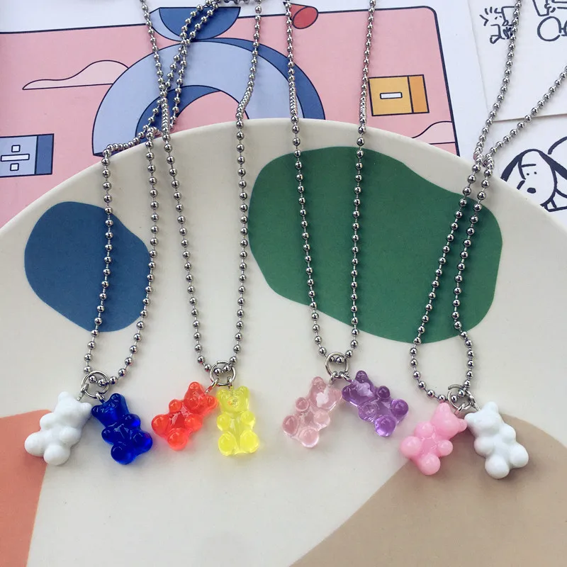 2pcs Handmade Stainless Steel Bear Necklace, Colorful Candy Color Animal Resin Pendant For Women&Girl Daily Jewelry Party Gift
2pcs Handmade Stainless Steel Bear Necklace, Colorful Candy Color Animal Resin Pendant For Women&Girl Daily Jewelry Party Gift