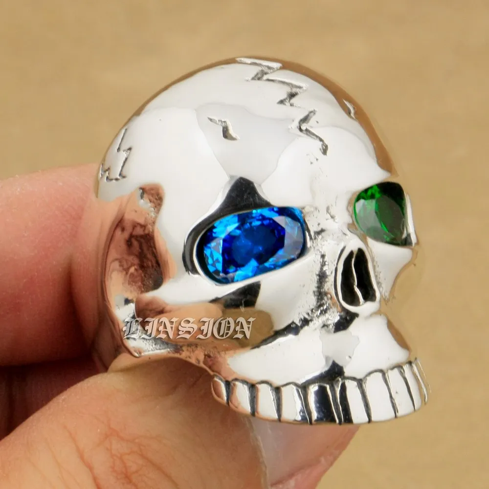 925 Sterling Silver Huge Heavy Blue + Green CZ Eyes Skull Mens Boys Biker Rock Punk Ring 9M409 US Size 8~15
925 Sterling Silver Huge Heavy Blue + Green CZ Eyes Skull Mens Boys Biker Rock Punk Ring 9M409 US Size 8~15