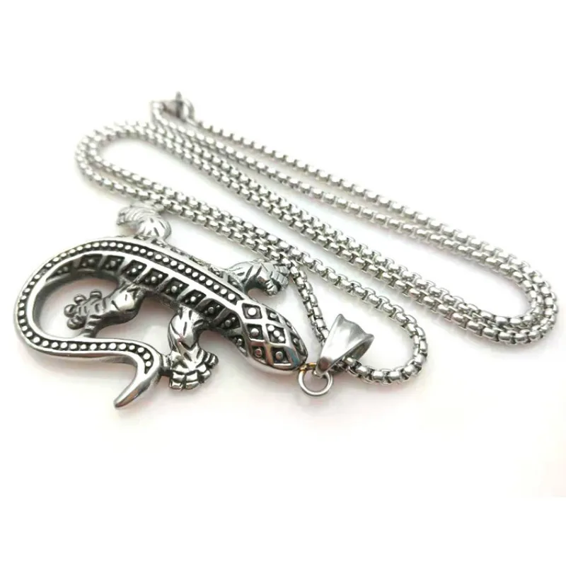 Retro Punk Stainless Steel Gecko Pendants Silver color Lizard Box Chain Necklace Choker Jewelry for Women Men Accessories
Retro Punk Stainless Steel Gecko Pendants Silver color Lizard Box Chain Necklace Choker Jewelry for Women Men Accessories