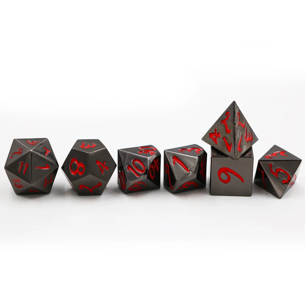 Dungeon & Dungeon 7pcs/set Creative RPG Dice D&D Metal Dice Set Black Nickel Red Number Polyhedral Dice
Dungeon & Dungeon 7pcs/set Creative RPG Dice D&D Metal Dice Set Black Nickel Red Number Polyhedral Dice