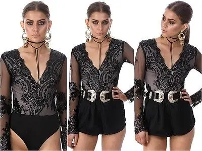 Sequins Women Sexy Leotard Top Bodysuit Ladies Lace Up Plunge Playsuit Jumpsuit Female Slim Fashion Casual Patchowrk jumpsuit
Sequins Women Sexy Leotard Top Bodysuit Ladies Lace Up Plunge Playsuit Jumpsuit Female Slim Fashion Casual Patchowrk jumpsuit
