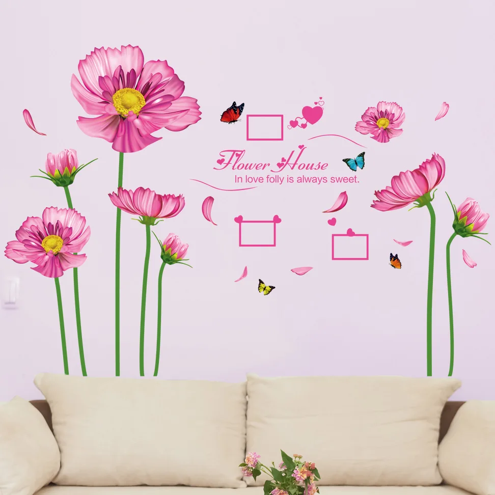 New goods pink flowers in the sitting room the bedroom home decoration wall stickers on the wall
New goods pink flowers in the sitting room the bedroom home decoration wall stickers on the wall