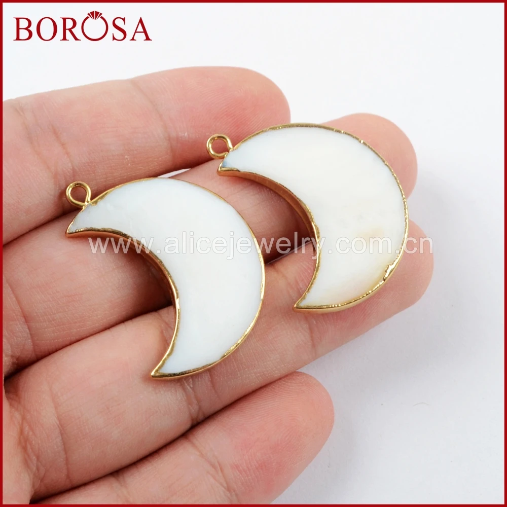 BOROSA 10PCS Fashion Gold Color Natural White Shell Crescent Charm Natural Gems Shell Pendant Jewelry for Necklace G1602
BOROSA 10PCS Fashion Gold Color Natural White Shell Crescent Charm Natural Gems Shell Pendant Jewelry for Necklace G1602