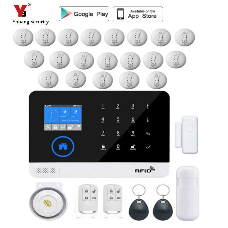 

WIFI GSM Alarm System GPRS RFID TFT 2.4cInch Screen Touch Keyboard Russian Spanish German Polish Italian French Android IOS APP