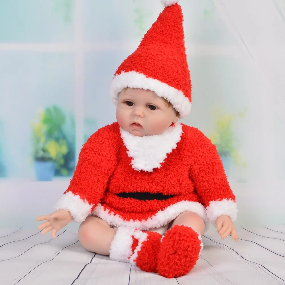 KEIUMI 55 cm Baby Dolls Toys Soft Silicone Body 22'' Lifelike Santa Claus Reborn Girl DollFor Kids Christmas Gifts To Kid | Игрушки и