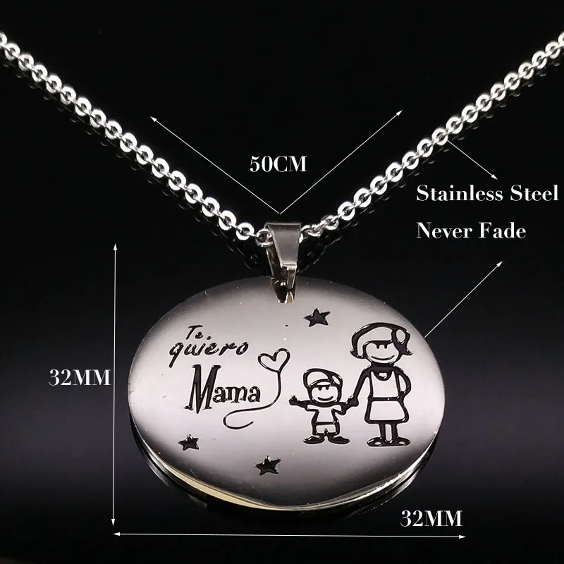 2021 te quero MAMA Stainless Steel Necklaces Women Silver Color Statement Necklace Jewelry joyeria de acero inoxidable N18281
2021 te quero MAMA Stainless Steel Necklaces Women Silver Color Statement Necklace Jewelry joyeria de acero inoxidable N18281