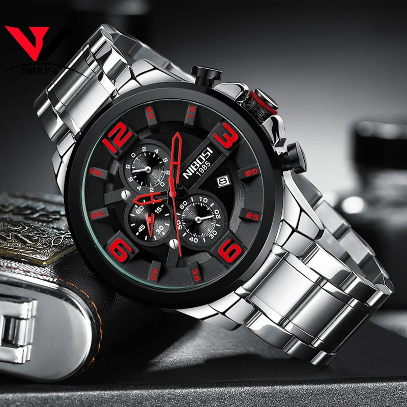 NIBOSI мужские часы Reloj Hombre 2019 s лучший бренд класса люкс кварцевые с большим