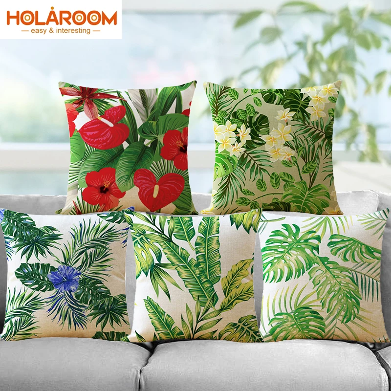 Tropical Plants Cushion Cover Green Leaves and Flower Cushion Covers Pillows Decorative cotton Linen Pillow Case home car decor
Tropical Plants Cushion Cover Green Leaves and Flower Cushion Covers Pillows Decorative cotton Linen Pillow Case home car decor