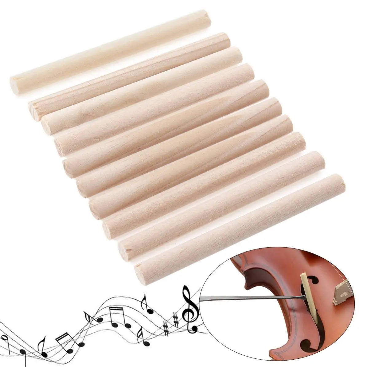 10pcs Spruce Wood Violin Sound Post for 3/4 & 4/4 Violin Musical Instrument Accessories
10pcs Spruce Wood Violin Sound Post for 3/4 & 4/4 Violin Musical Instrument Accessories