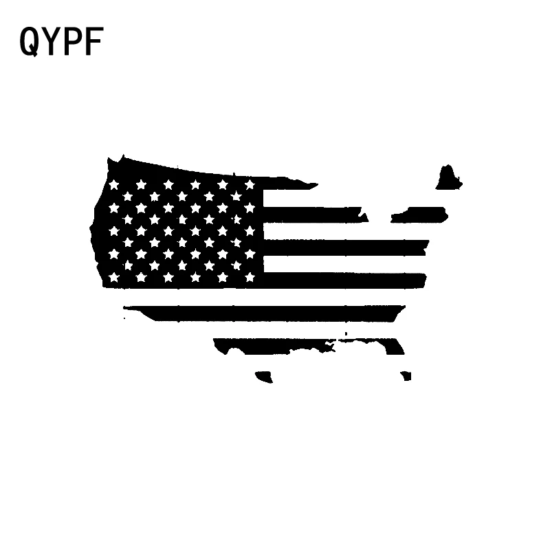 

QYPF 16CM*9.7CM Fashion American USA Country Flag Vinyl Accessories Car Sticker Decal Black/Silver C15-0489