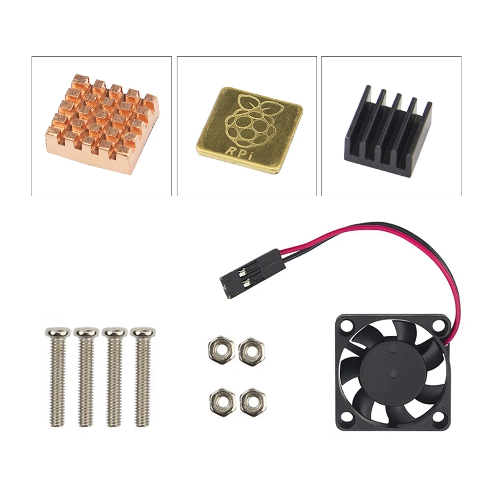 Raspberry Pi 5V Cooling Fan with Screws + Heat Sink 1 Aluminum with 2 Copper for Raspberry Pi 3 / Pi 2 Model B RPI B+
Raspberry Pi 5V Cooling Fan with Screws + Heat Sink 1 Aluminum with 2 Copper for Raspberry Pi 3 / Pi 2 Model B RPI B+