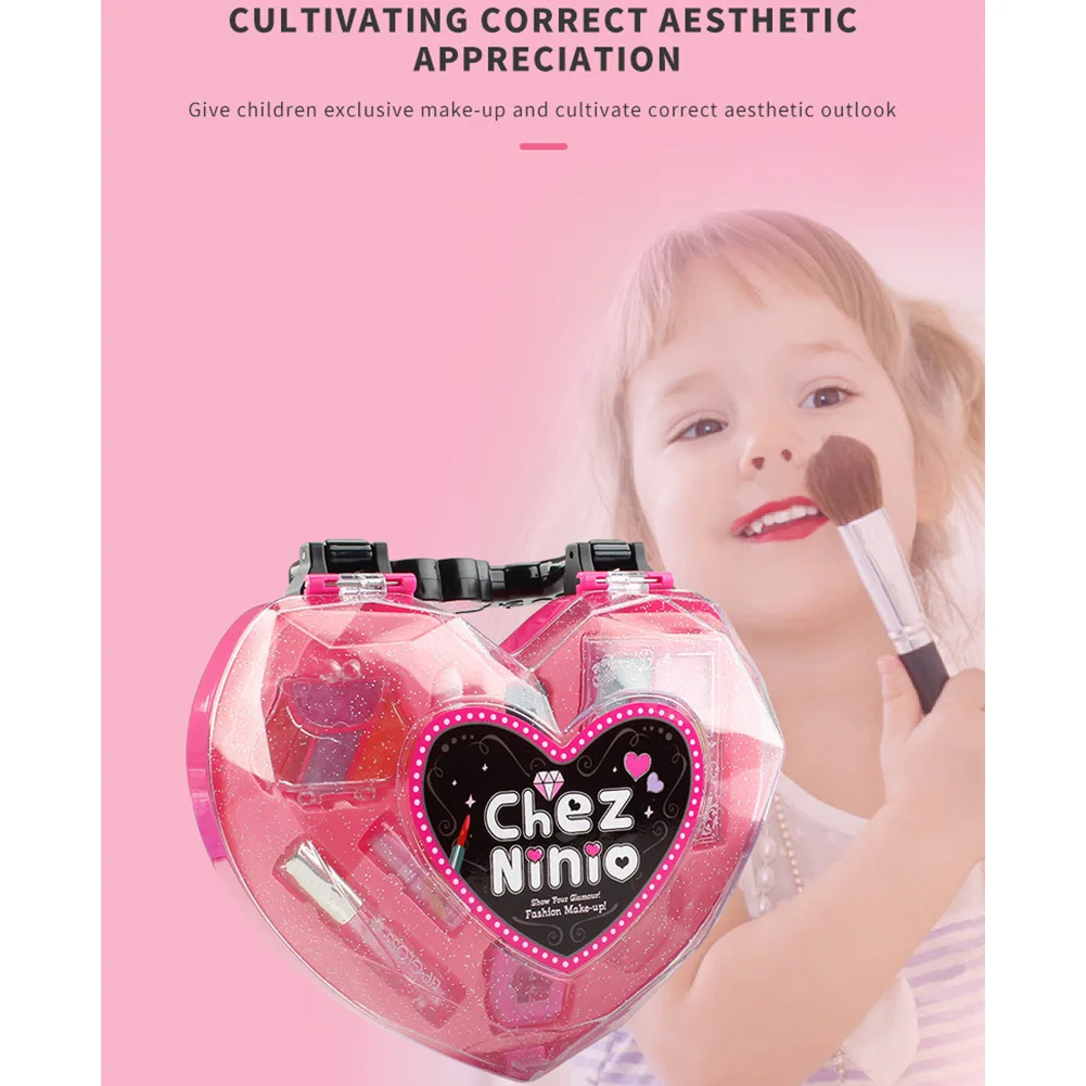 Makeup Set Play Eyeshadow Lip Gloss For Kids Cosmetic Toy Heart-shaped Handbag Princess Girls Non-toxic Funny Lipstick Safety | Игрушки и