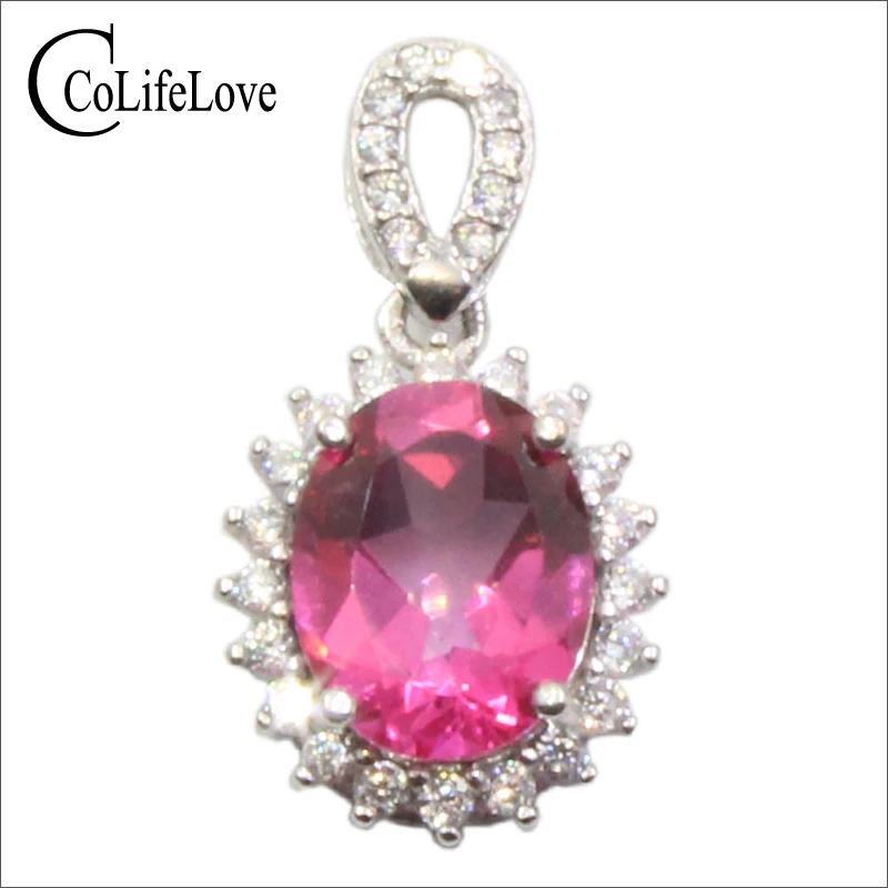 CoLife Jewelry Classic Topaz Pendant for Party 7mm*9mm VVS Grade Pink Silver Solid 925 | Украшения и аксессуары