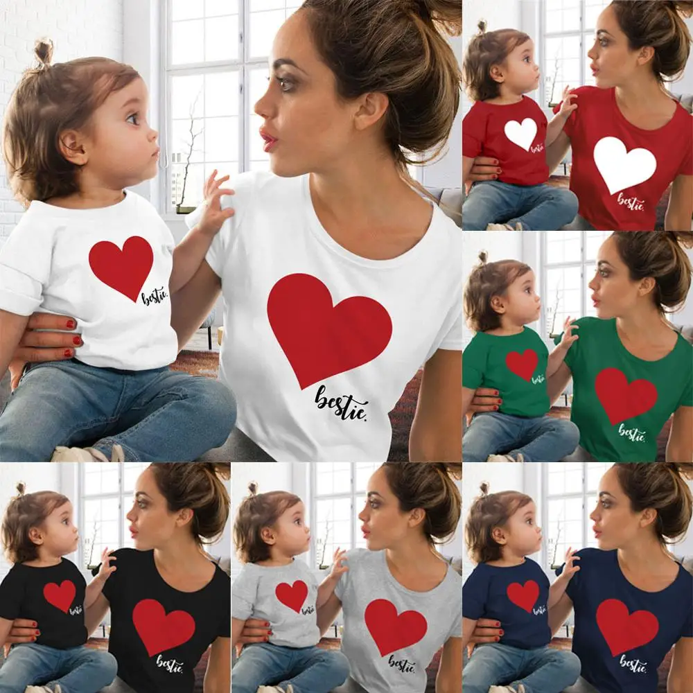 BKLD Лидер продаж однотонные футболки с принтом Love heart комплект для семьи родителей