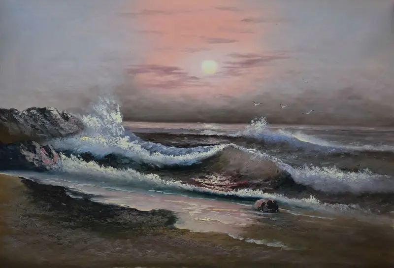 Hand Painted Modern Abstract Landscape Seascape Ocean Canvas Painting Sae Wave Sunshine Painting Wall Pictures for Living Room
Hand Painted Modern Abstract Landscape Seascape Ocean Canvas Painting Sae Wave Sunshine Painting Wall Pictures for Living Room