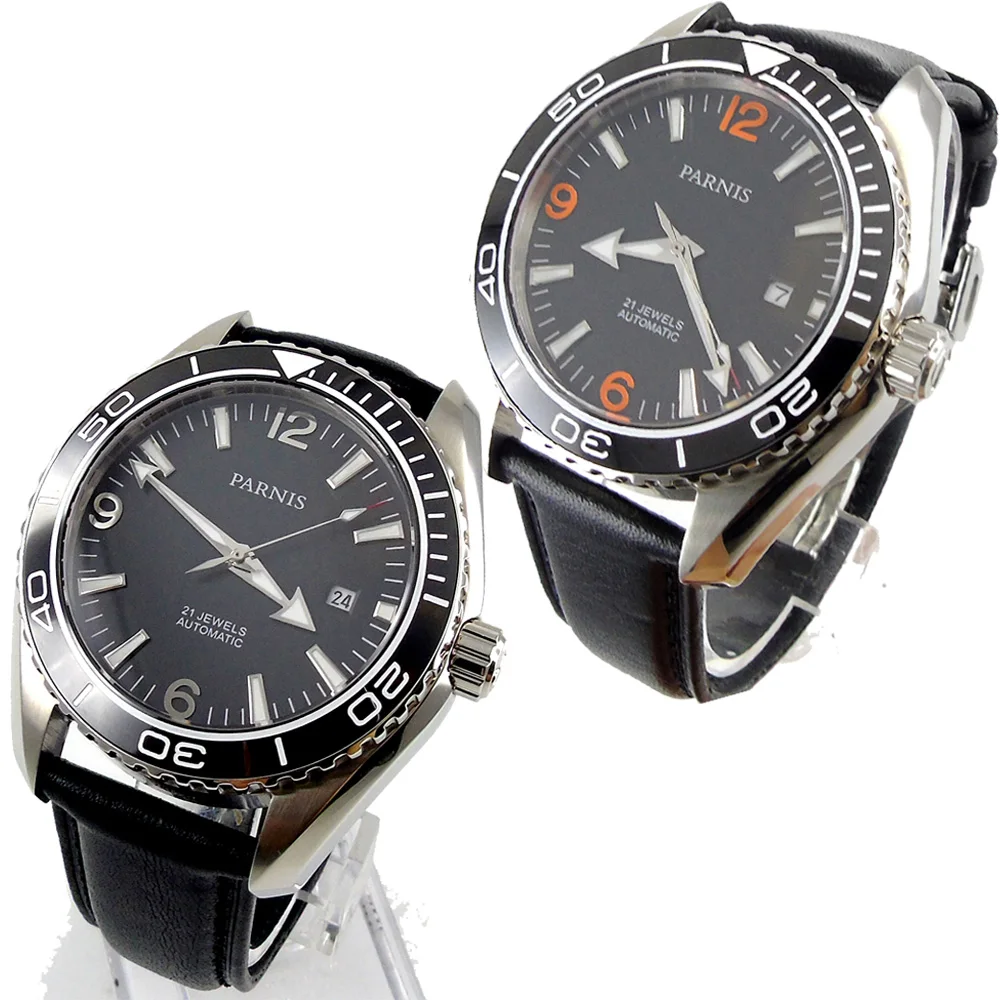 sapphire Crystal 45mm PARNIS Japanese 21 Jewels Automatic Self-Wind Mechanical movement ceramics Bezel 5ATM Men's Watches
sapphire Crystal 45mm PARNIS Japanese 21 Jewels Automatic Self-Wind Mechanical movement ceramics Bezel 5ATM Men's Watches