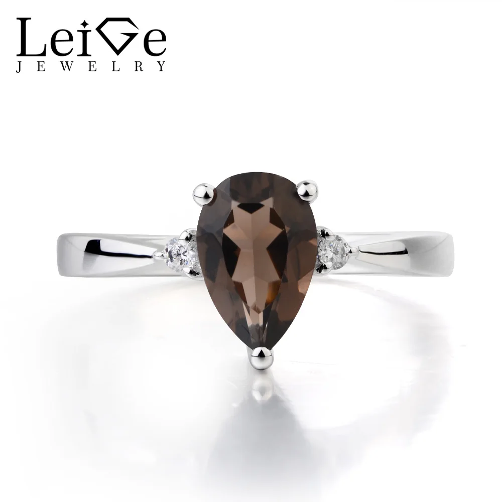 Leige Jewelry Natural Smoky Quartz Ring Pear Cut Brown Gemstone Solid 925 Sterling Silver Lovely Rings for Her Water Drop Shape
Leige Jewelry Natural Smoky Quartz Ring Pear Cut Brown Gemstone Solid 925 Sterling Silver Lovely Rings for Her Water Drop Shape