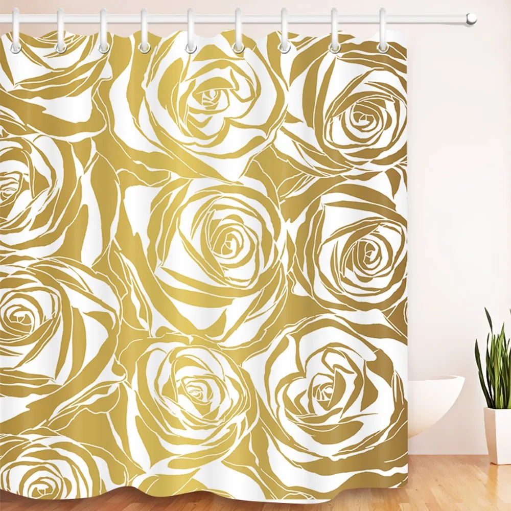 180*180 Gold and White Roses Shower Curtains WaterProof Polyester Bathroom Curtain Fabric for Bathtub Home Decor with 12 Hook
180*180 Gold and White Roses Shower Curtains WaterProof Polyester Bathroom Curtain Fabric for Bathtub Home Decor with 12 Hook