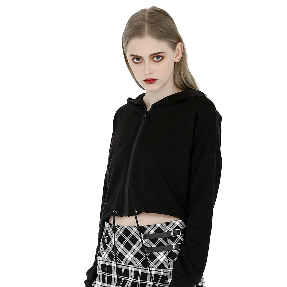 Punk Women Black Long Sleeve Hooded With Hat zipper Zip-up Top With String Casual Hoodies Coats
Punk Women Black Long Sleeve Hooded With Hat zipper Zip-up Top With String Casual Hoodies Coats