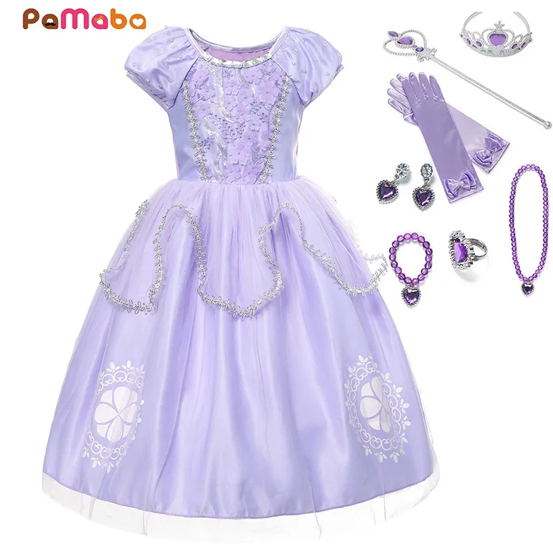 PaMaBa для девочек в стиле принцессы Софии Карнавальный костюм платье