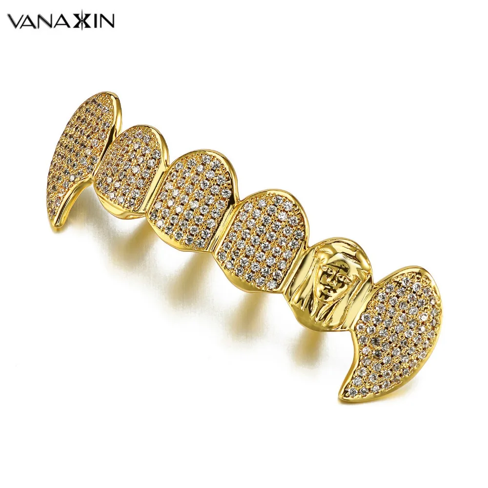 VANAXIN Hip Hop Gold Color Teeth Grillz Dental Mouth Punk Teeth Caps Cosplay Party AAA CZ Crystal Jewelry Gift Vampire Grills
VANAXIN Hip Hop Gold Color Teeth Grillz Dental Mouth Punk Teeth Caps Cosplay Party AAA CZ Crystal Jewelry Gift Vampire Grills