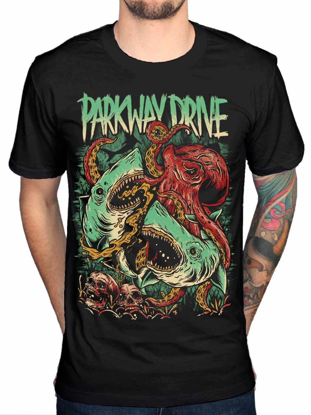Официальный Parkway Drive новая футболка Sharktapuss Merch Metalcore 50 Львов Мужская с принтом