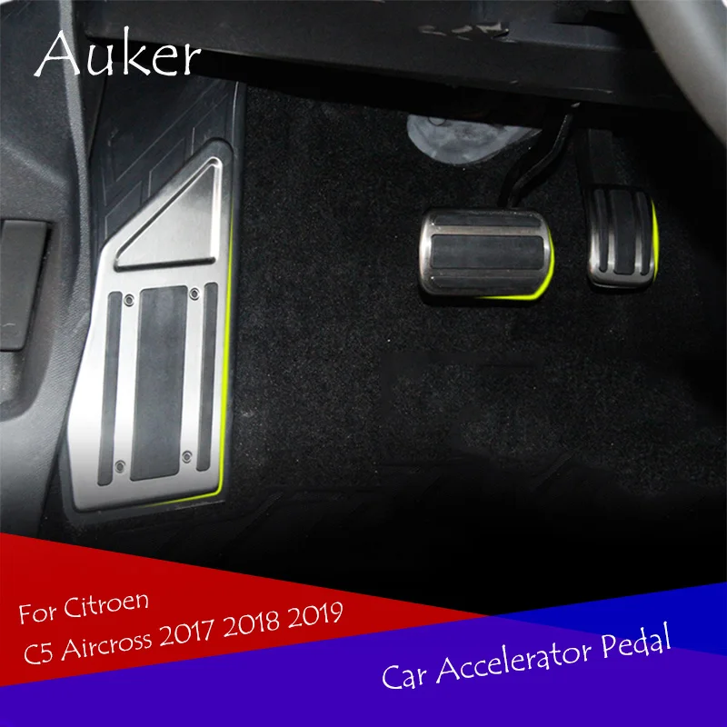 

For Citroen C5 Aircross 2017 2018 2019 LHD AT Gas Brake Pedal Cover Drill Steel Non-Slip Accelerator Overlay Accessories