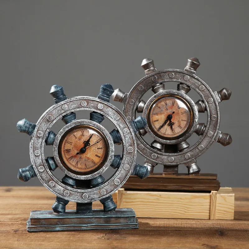 European Style Retro Office Industrial Wind Rudder Cafe Bar Creative Decoration Props Clock Craft Accessories Vintage Home Decor
European Style Retro Office Industrial Wind Rudder Cafe Bar Creative Decoration Props Clock Craft Accessories Vintage Home Decor