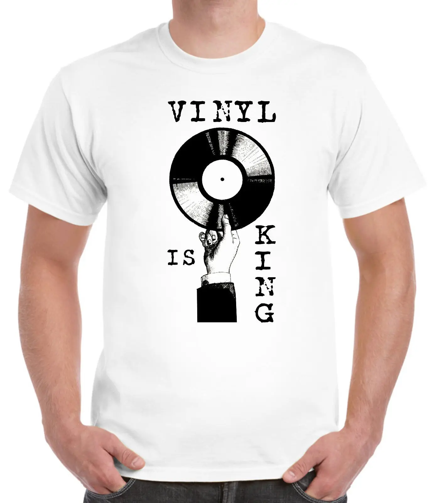 Мужская футболка с круглым вырезом забавная облегающая виниловая King Records Lps