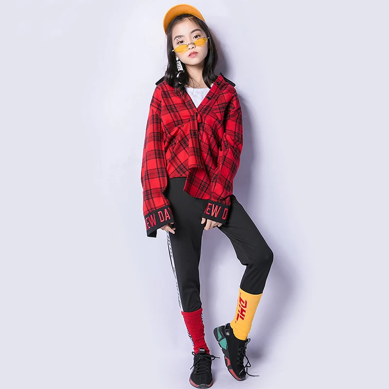 Jazz Child Dance Costume Girls Red Plaid Shirt Black Pants Kids Hip Hop Dance Costumes Street Dancewear Stage Outfits DNV10631
Jazz Child Dance Costume Girls Red Plaid Shirt Black Pants Kids Hip Hop Dance Costumes Street Dancewear Stage Outfits DNV10631
