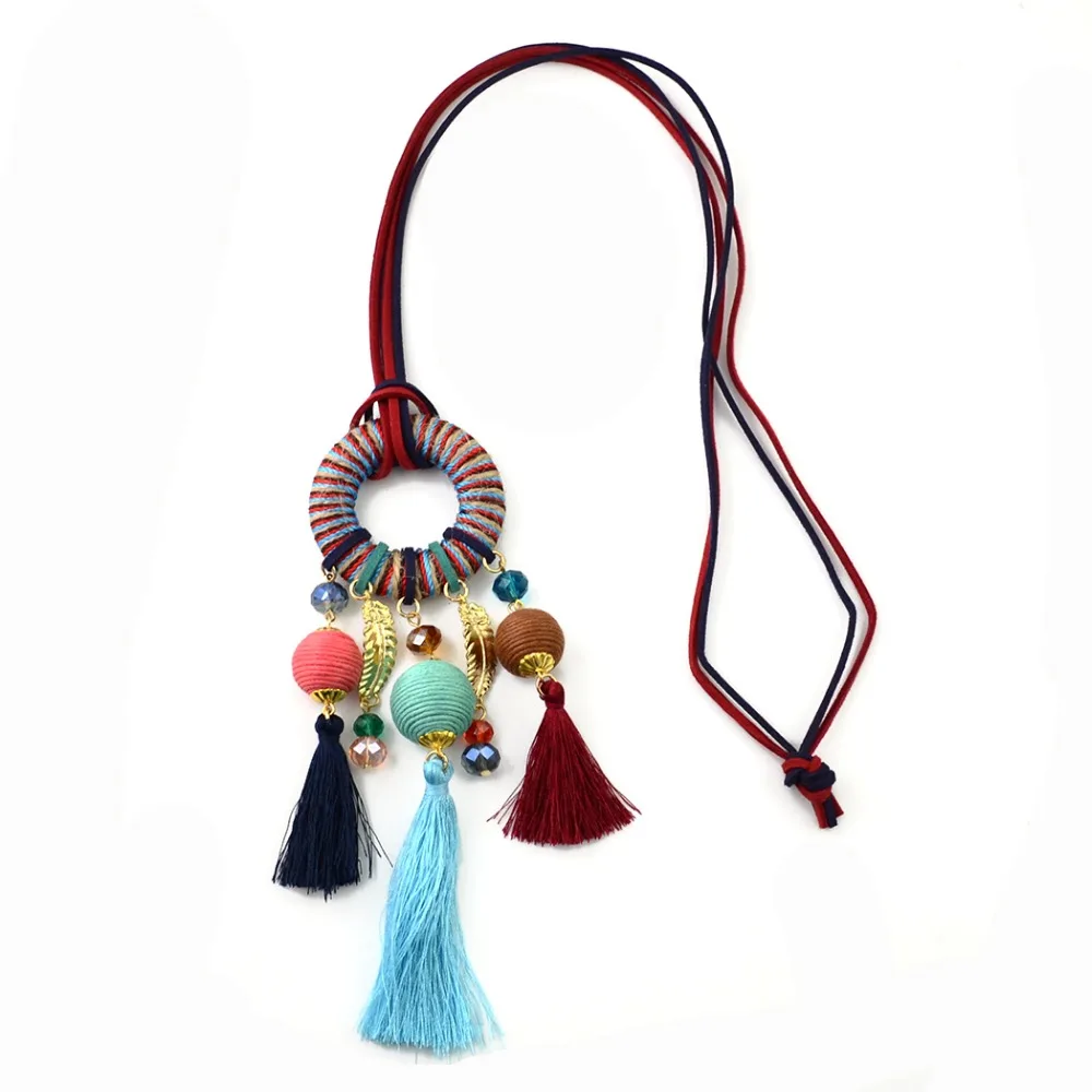 Ethnic 4 Colors Fashion Pompon ball Bead Thread Tassel leaf Pendant Dangle Necklaces for Women Party Jewelry Accessorry
Ethnic 4 Colors Fashion Pompon ball Bead Thread Tassel leaf Pendant Dangle Necklaces for Women Party Jewelry Accessorry