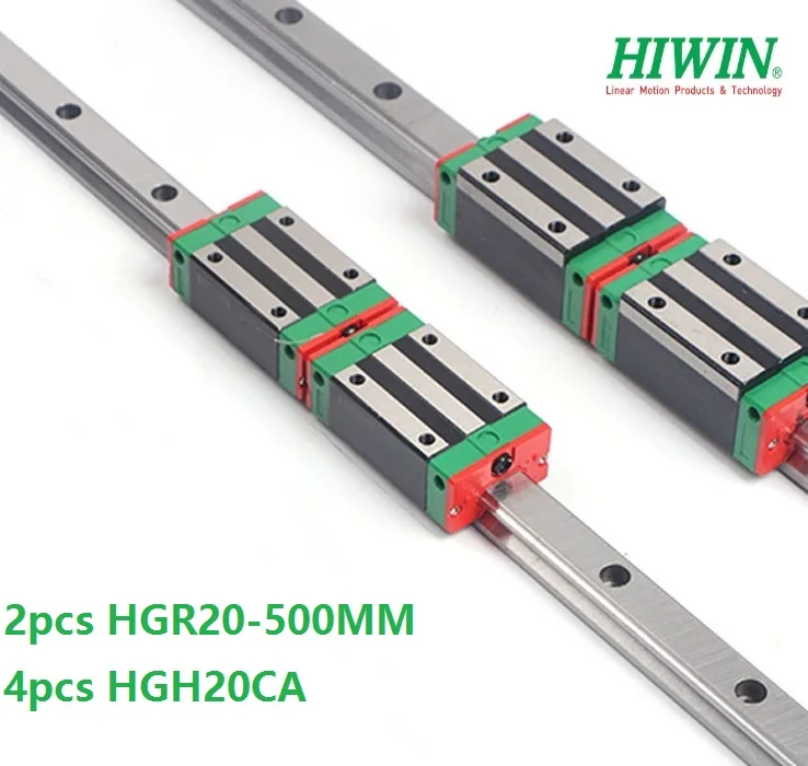 

2pcs original Hiwin linear guide rail HGR20 -L 500mm + 4pcs HGH20CA Or HGW20CA Linear Carriage Block For CNC HGW20CC