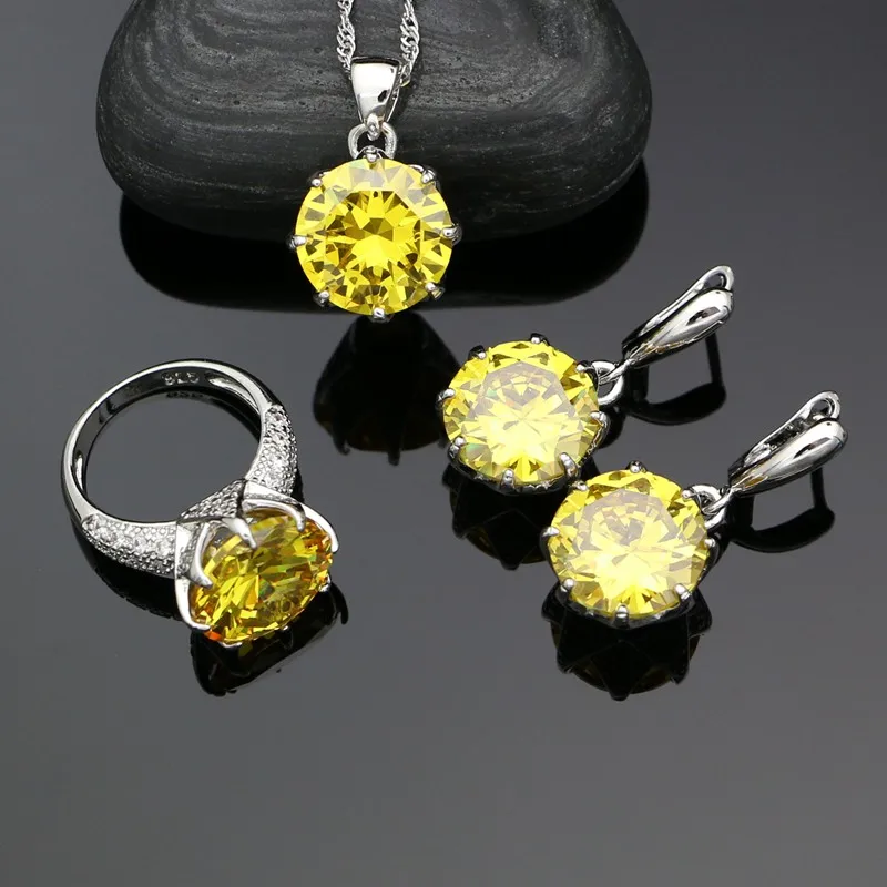 Silver Jewelry 925 Silver Wedding Jewelry Sets Yellow Cubic Zirconia Earrings Ring Pendant Necklace Set For Women
Silver Jewelry 925 Silver Wedding Jewelry Sets Yellow Cubic Zirconia Earrings Ring Pendant Necklace Set For Women