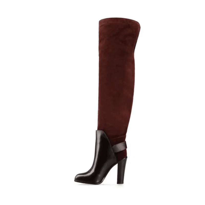SHOFOO shoes.Novelty women's shoes, brown cashmere leather leather stitching, about 11 cm thick with boots, over-the-knee boot
SHOFOO shoes.Novelty women's shoes, brown cashmere leather leather stitching, about 11 cm thick with boots, over-the-knee boot