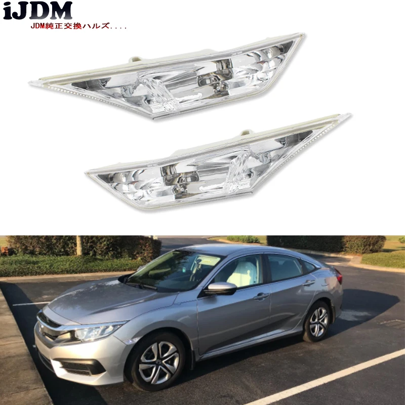

(2) Left & Right OEM JDM Clear Side Marker Lamp Lens For 2016-up 10th Gen Honda Civic Sedan/Coupe/Hatchback