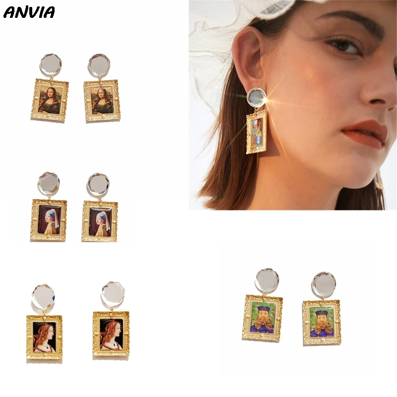 Mona Lisa Luxury Drop Earrings Women Fashion Vermeer Painting Accessories Vintage Art Photo Frame Glass Dangle Earrings Wedding
Mona Lisa Luxury Drop Earrings Women Fashion Vermeer Painting Accessories Vintage Art Photo Frame Glass Dangle Earrings Wedding